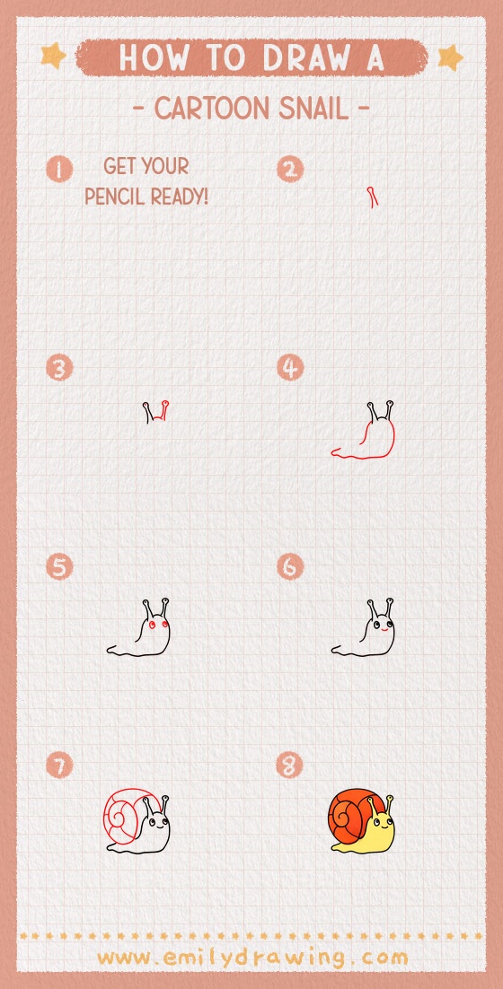 how to draw a cartoon snail pinterest pin